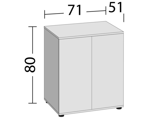 Imagine cu dulap inferior cu dimensiunile de 80 x 71 x 51 centimetri.