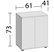Dulap cu dimensiunile înălțime 73 cm, lățime 61 cm, adâncime 41 cm