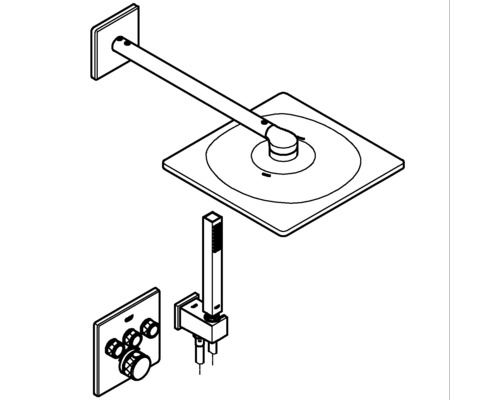Sistem de duș cu duș fix, duș de mână și termostat