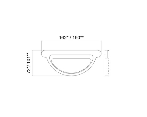Desen tehnic al unui mâner scoică cu dimensiuni