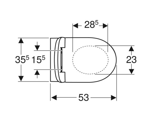 Desen tehnic al unui vas de toaletă cu dimensiuni