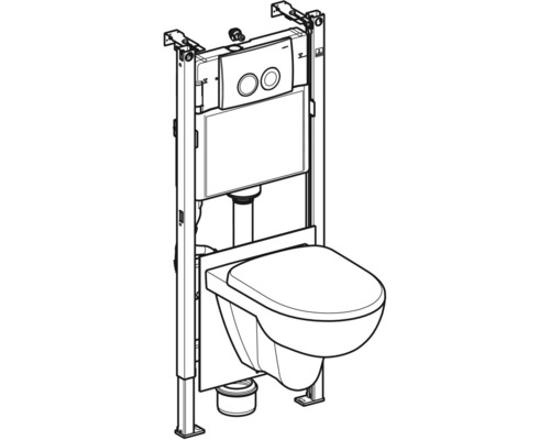 Schema elementului de montaj frontal cu WC suspendat