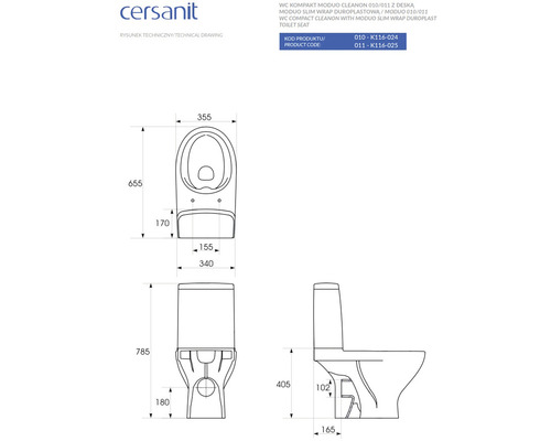 Desen tehnic al unui WC stativ cu dimensiuni