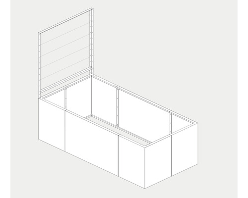 Ilustrație a unui strat înălțat cu extensie deschisă pentru răsadniță.
