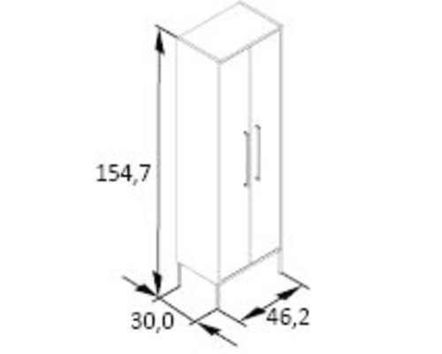 Desen tehnic al unui dulap înalt cu dimensiuni