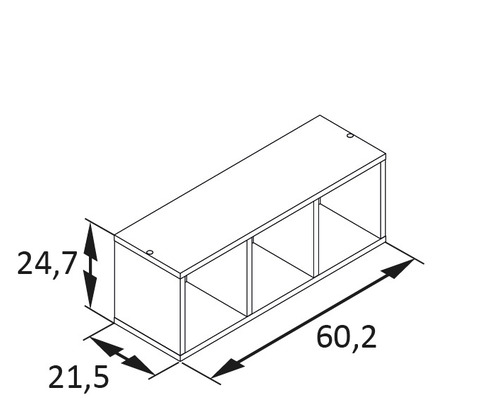 Desen tehnic al unui raft cu dimensiuni.