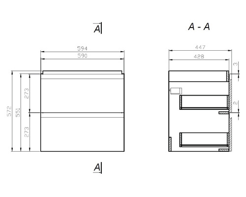 Desen tehnic al unui dulap de baie cu dimensiuni