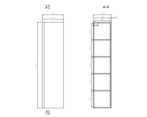 Desen tehnic al unui dulap cu dimensiuni