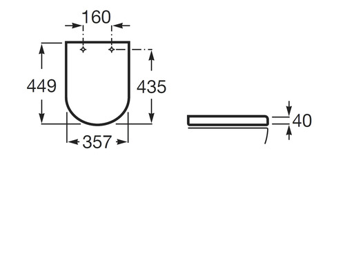 Desen tehnic al unui capac de toaletă cu dimensiuni