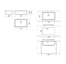 Chiuvetă bucătărie fatgranit cu o cuvă FAT Avangard 232 76x46 cm fără picurător, Light Beige