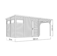 Căsuță de gradină Bertilo Man Cave Pentus 3L cu podea 581x265 cm natur