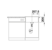 Desen tehnic cu chiuvetă de bucătărie și dimensiuni