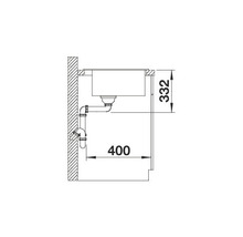 Desen tehnic al unei chiuvete cu dimensiunile 332 și 400