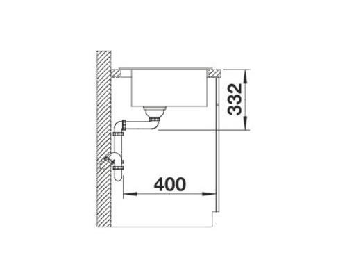 Desen tehnic al unei chiuvete cu dimensiunile 332 și 400