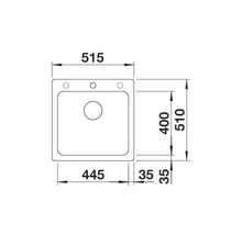 Schiță a unei chiuvete de bucătărie cu dimensiuni
