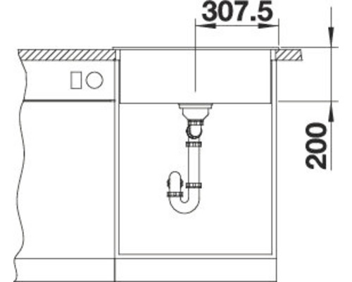 Schiță a unui dulap de chiuvetă cu dimensiuni