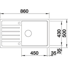 Schiță a unei chiuvete cu dimensiuni
