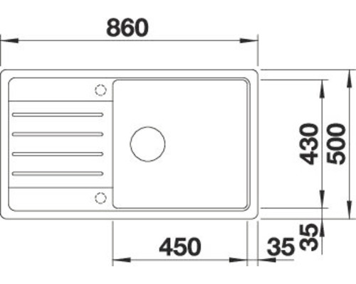Schiță a unei chiuvete cu dimensiuni