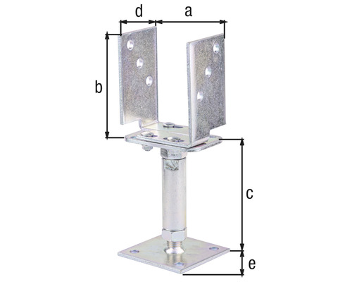 Suport reglabil pentru stâlp cu dimensiunile a, b, c, d și e
