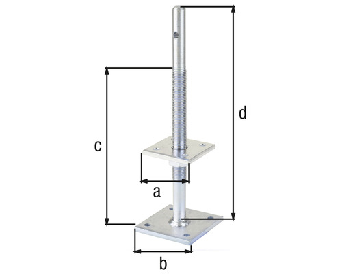 Picior reglabil cu filet și placă pătrată pentru reglarea înălțimii