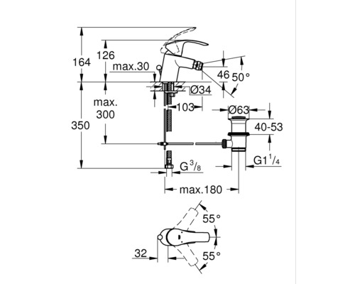 Desen tehnic al unei armături cu dimensiuni