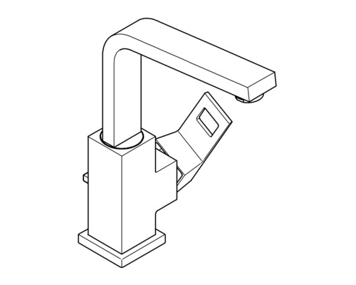 Schiță a unei baterii pentru lavoar cu scurgere deschisă