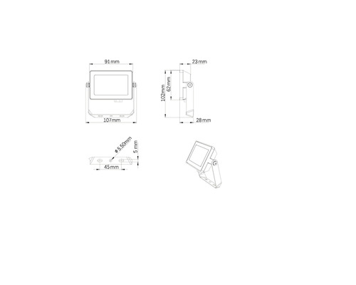 Desen tehnic al unui reflector LED cu dimensiuni