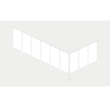 Ilustrație a unui sistem de paravane în formă de L pentru împărțirea spațiului