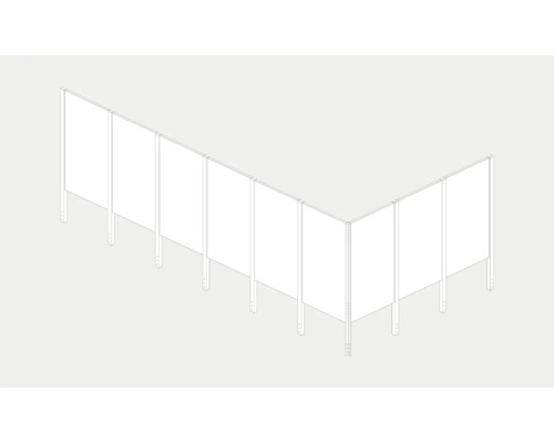 Ilustrație a unui sistem de paravane în formă de L pentru împărțirea spațiului
