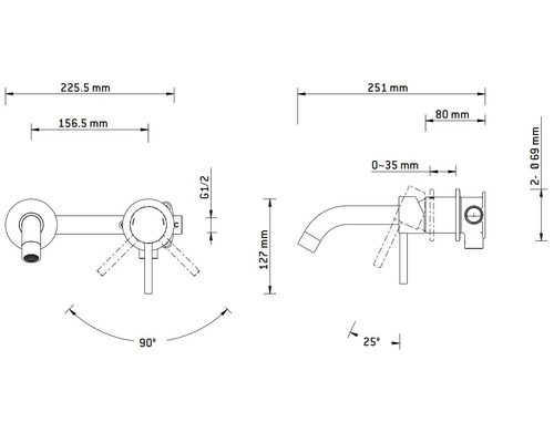 Desen tehnic al unei armături cu dimensiuni