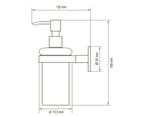 Desen tehnic al unui dozator de săpun cu dimensiuni