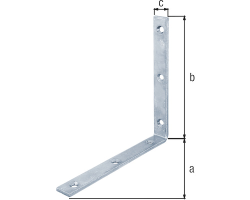 Conector unghiular cu găuri și dimensiunile a, b și c