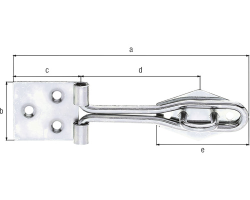 Dimensiunile unui zăvor rotativ metalic cu placă de fixare și ochet