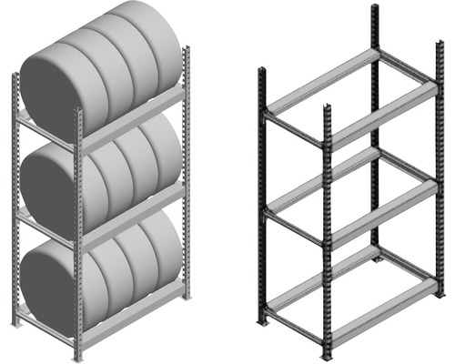 Imaginea unui raft rezistent, o dată cu și o dată fără anvelope
