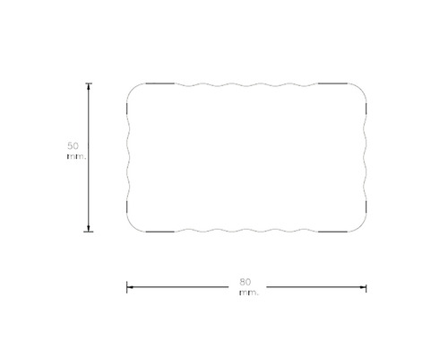 Desen tehnic: Formă dreptunghiulară cu dimensiunile de 50 mm pe 80 mm
