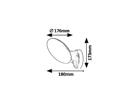 Desen tehnic al unei lămpi de perete cu dimensiuni.