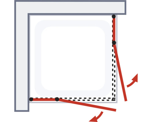 Animație cu cabină de duș cu ușă batantă
