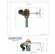 Vederi și dimensiuni ale setului de leagăne Cedar Cove