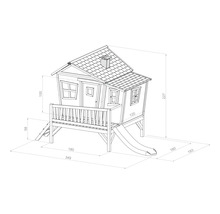 Ilustrație a unei căsuțe de joacă cu dimensiuni