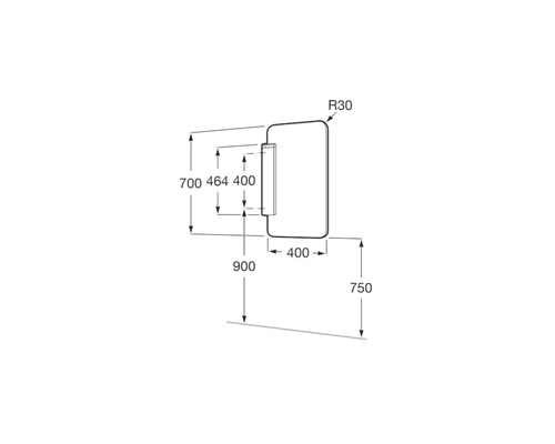 Desen tehnic al unei oglinzi cu dimensiuni
