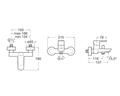Desen tehnic al unui robinet cu dimensiuni.