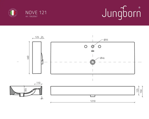 Desen tehnic chiuvetă cu dimensiuni