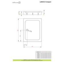 Radaway Laros D Compact cadă de duș desen tehnic cu dimensiuni