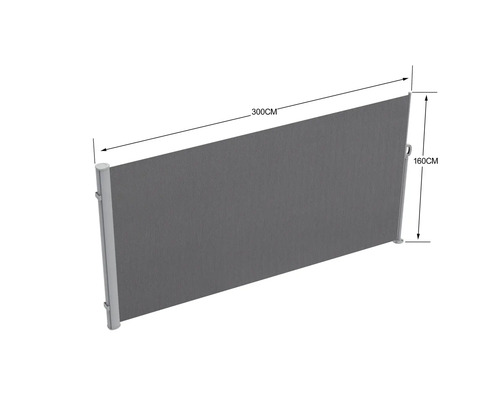 Copertină laterală extensibilă cu o lungime de 300 cm și o înălțime de 160 cm.