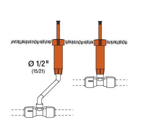 Ilustrație cu un aspersor de gazon încastrat cu un diametru de 1/2 inch