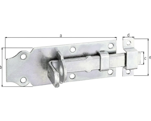 Zăvor metalic cu dimensiuni.