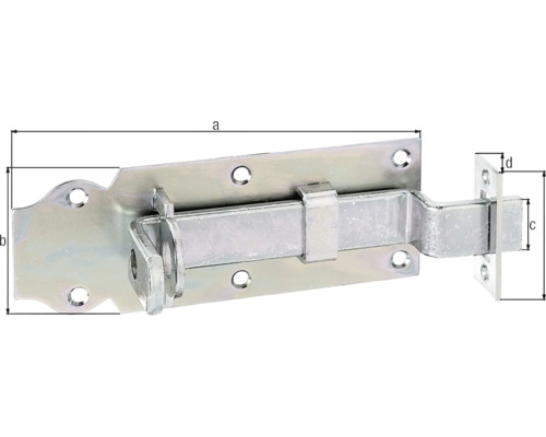 Zăvor metalic cu dimensiuni pentru montarea pe uși sau porți