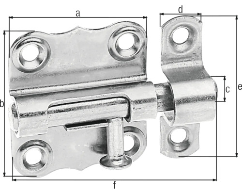 Încuietoare cu zăvor cu indicații de dimensiuni