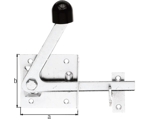 Zăvor metalic pentru poartă cu mâner negru și dimensiuni