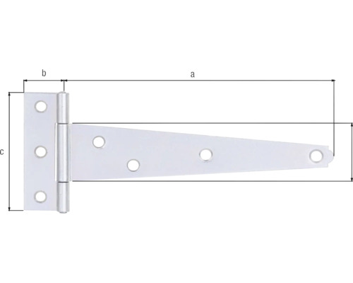 Balamaua in forma de T cu dimensiunile a, b si c